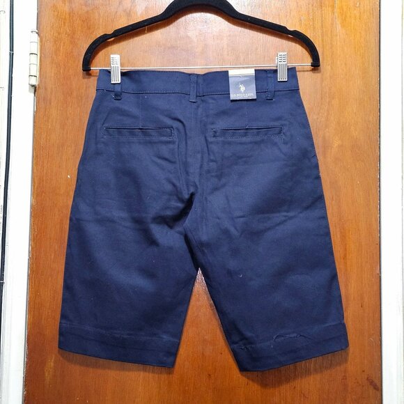 U.S. Polo Assn. Navy Blue Cotton-Blend Bermuda Shorts Size 3 Flat-Front With Poc - Picture 3 of 8